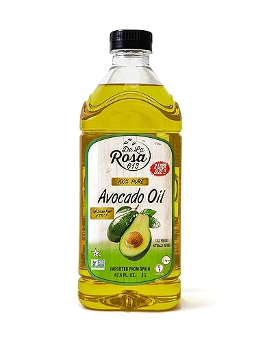 De La Rosa Aceite de aguacate 100% puro, Kosher para Pascua, vegano, sin OMG y sin gluten, ideal para cocinar con alto punto de humo, primer aceite