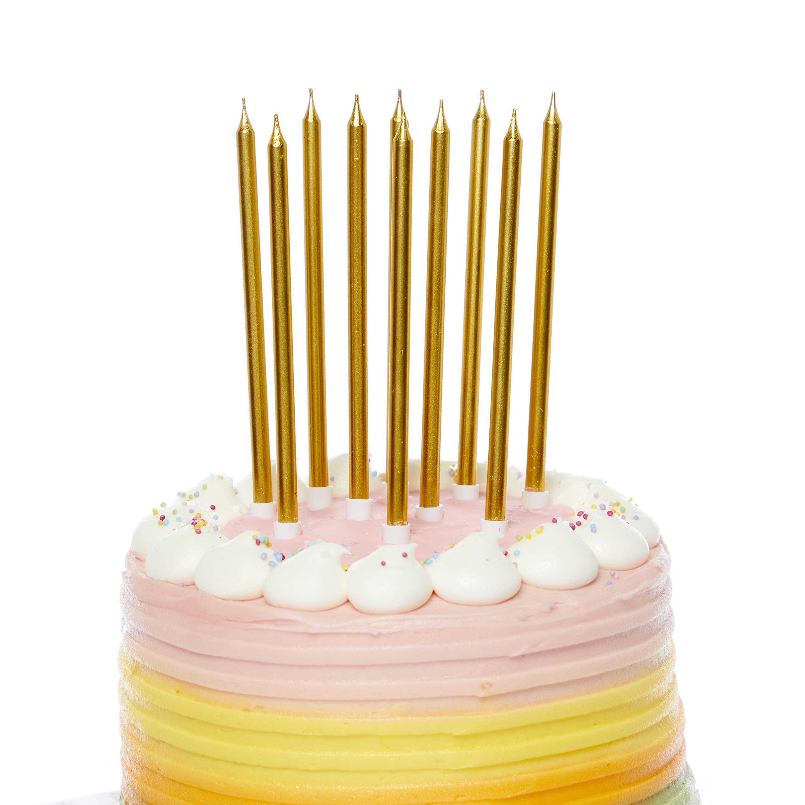 Amscan 9911568 Tall Candle Metallic Gold - 10 Pack
