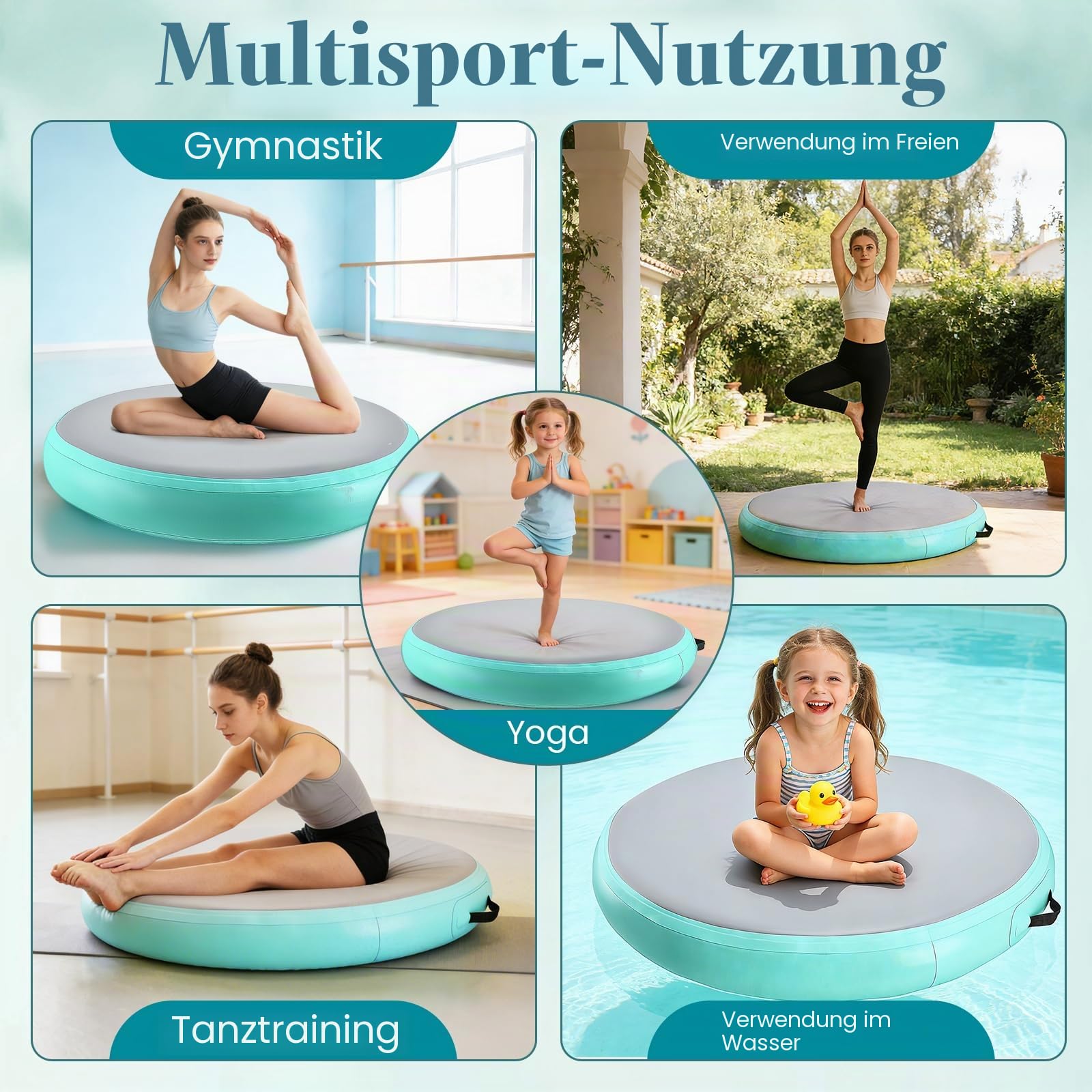 Air Matte Track Tumbling Matte, Airspot 100 x 15 cm Aufblasbar Gymnastikmatte Turnmatte Tumbling Matten hoch mit Luftpumpe für Zuhause/Taumel/Turnhalle/Ausbildung/Cheerleading