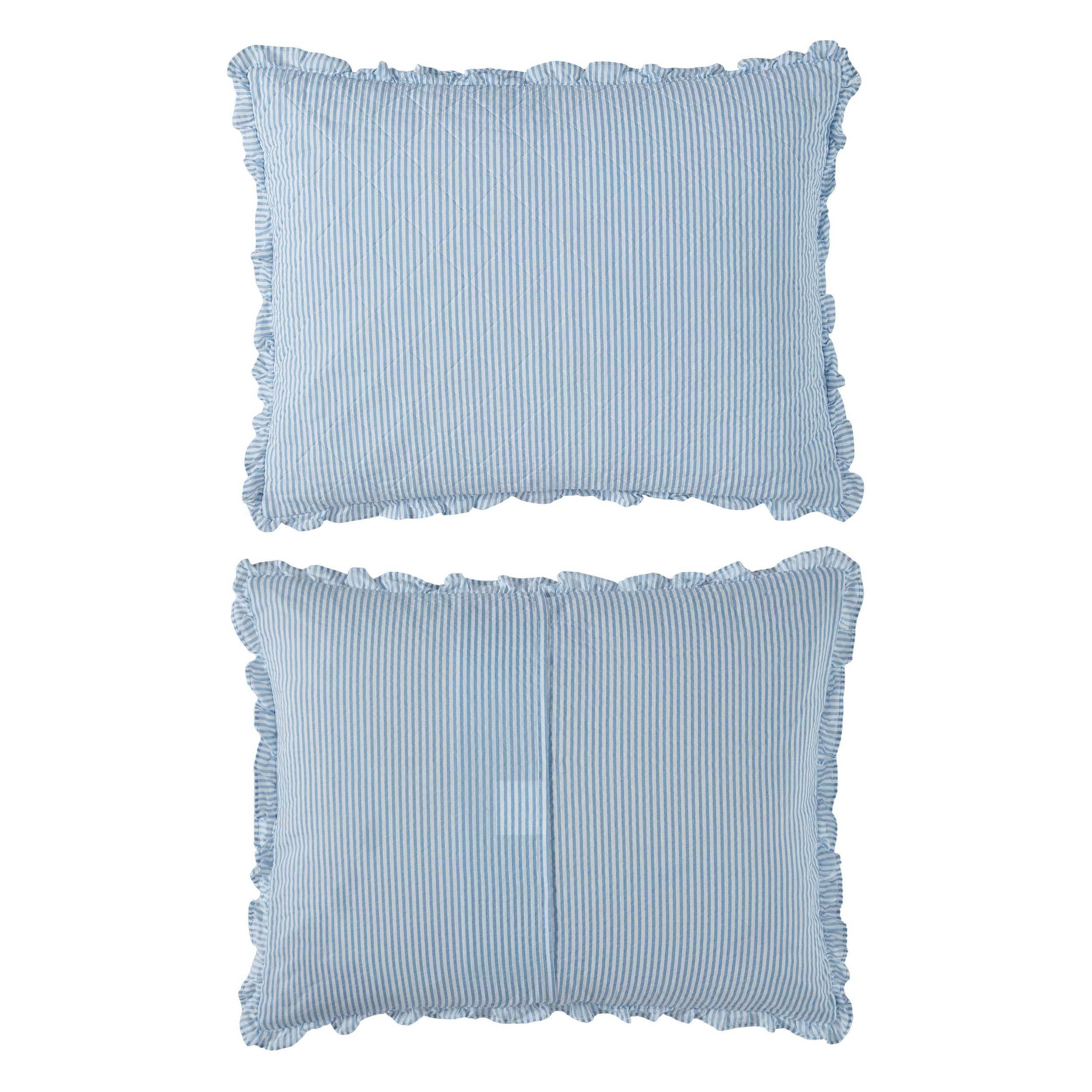 Laura Ashley - Quilt Set, Super Soft Bedding with Matching Sham, Casual Home Decor (Oxford Stripe Blue, King)