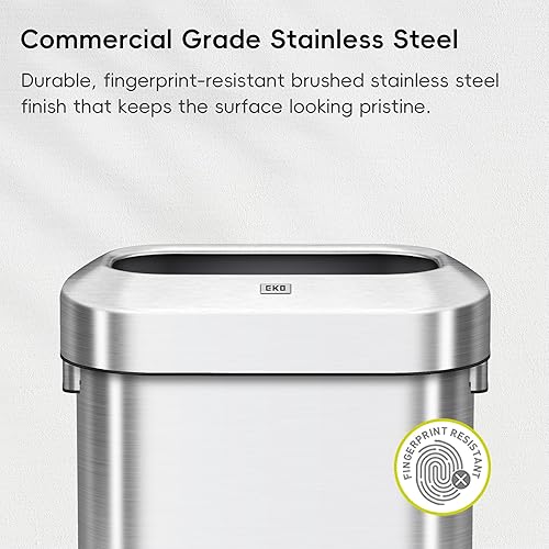 Miniatura 3 de EKO Urban - Basurero de basura de acero inoxidable delgado y comercial de 16 galones y 60 litros, bote de basura alto de grado comercial para el