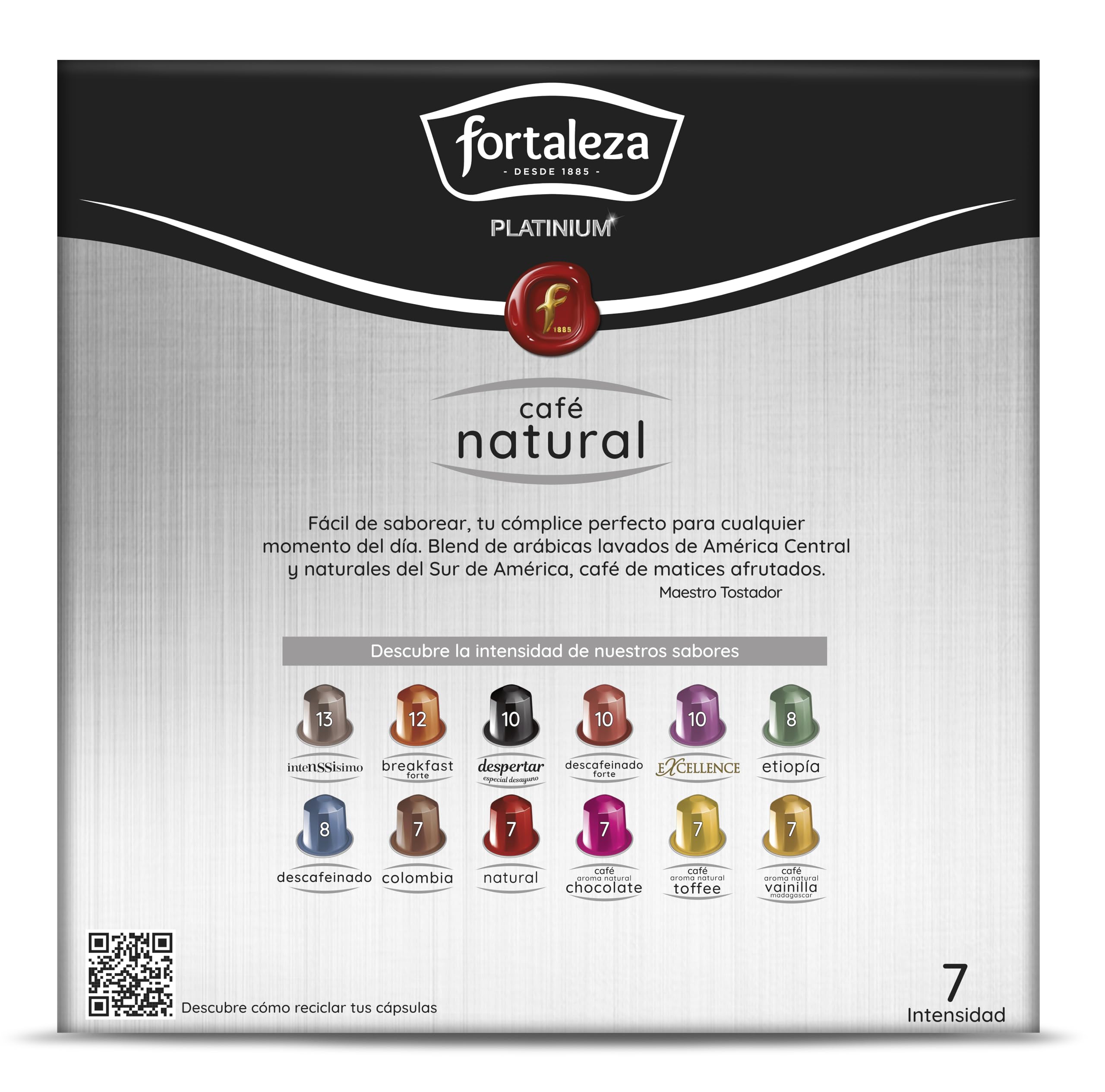 Café Fortaleza Platinium - Cápsulas de Café Natural compatibles con Nespresso, Pack 8x20 - Total 160 uds