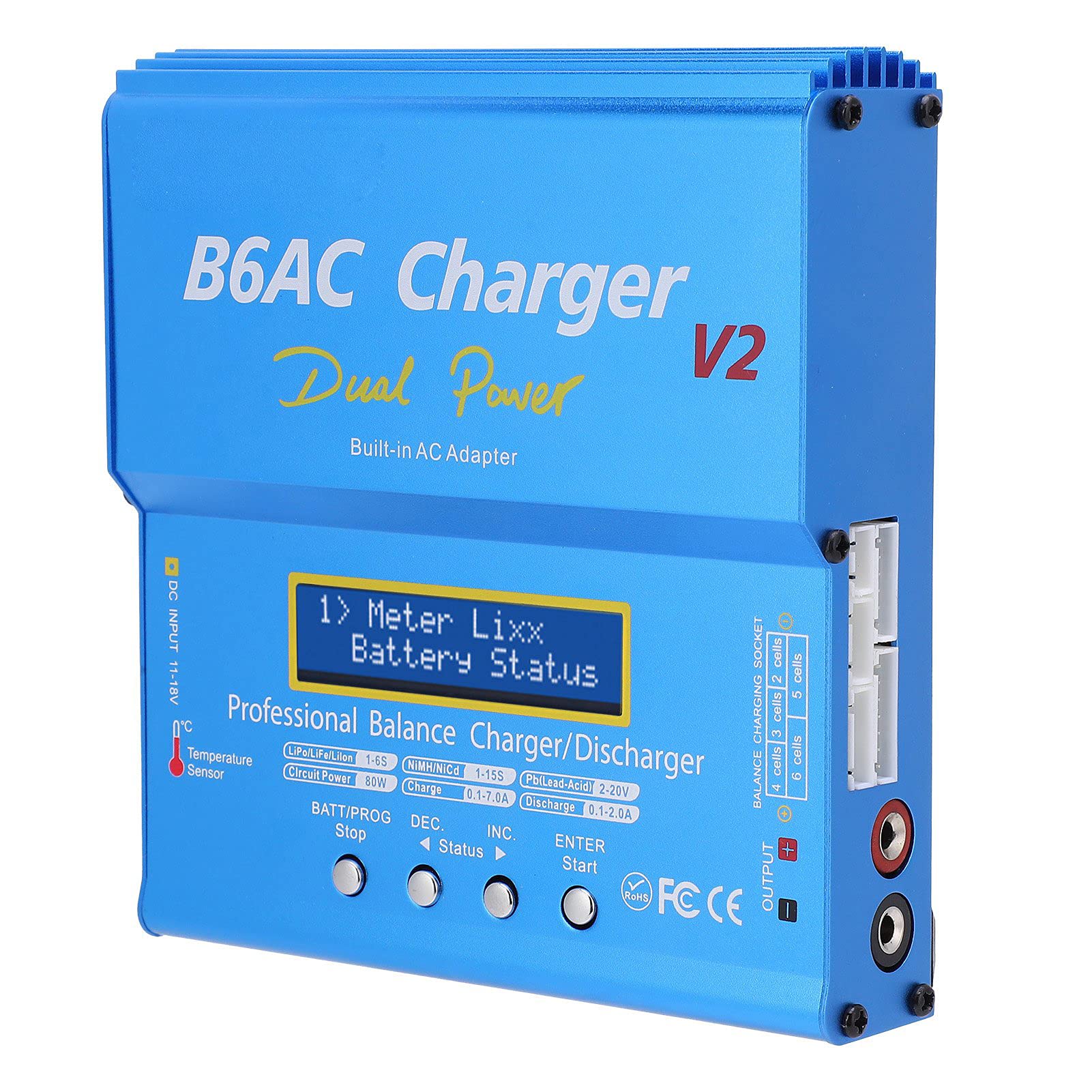 Ładowarka B6AC V2 z obudową ze stopu aluminium Wyjście 80 W 7 A Prąd rozładowania 2 A Obsługuje baterie litowe 4,35 V i wejście zasilania UE 220 V Czarny (Wtyczka UE 220 V)