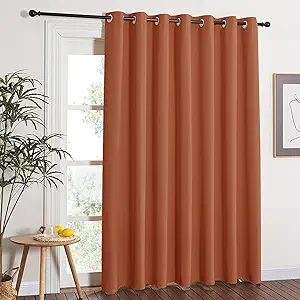 NICETOWN Blackout Curtain for French Door - Indoor Slider Curtain for Patio Door, Extra Wide Drape for Living Room/Bedroom (Burnt Orange, W100 x L84, 1 PC)