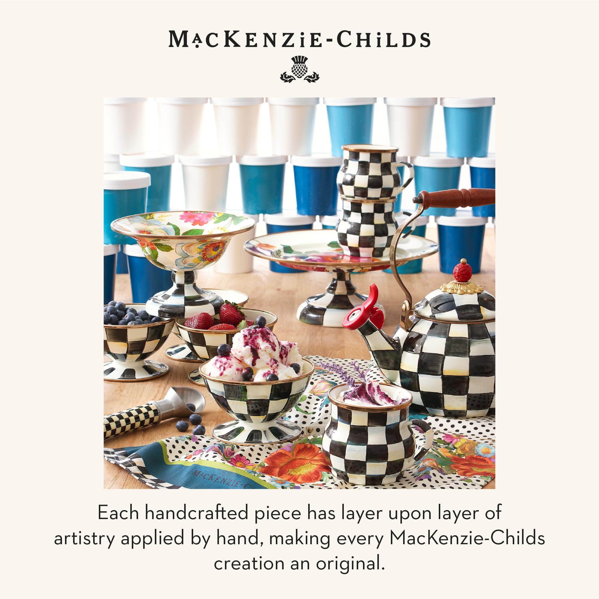 Amazon.com | MACKENZIE-CHILDS Enamel Pedestal Platter, Round Cake