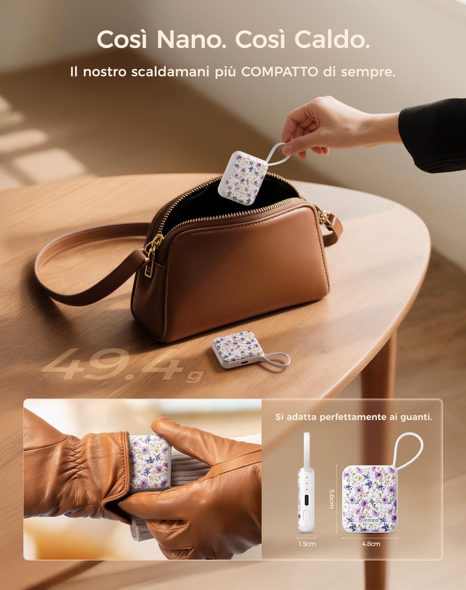 OCOOPA UT5 Nano Scaldamani Elettrico Confezione da due, Tre Livelli di Riscaldamento, Scaldamani Ricaricabile Portatile Scalda mani Tascabili, Regali, Essenziali per il Freddo Invernale in Esterni