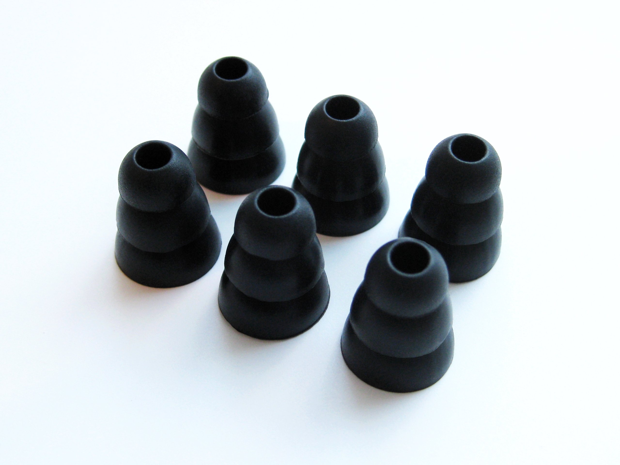 6 Large (L) Black Triple Flange Replacement Eartips Earbuds Ear Adapters for in Ear Earphones with 4.9mm to 6.3mm Nozzle Attachment 3