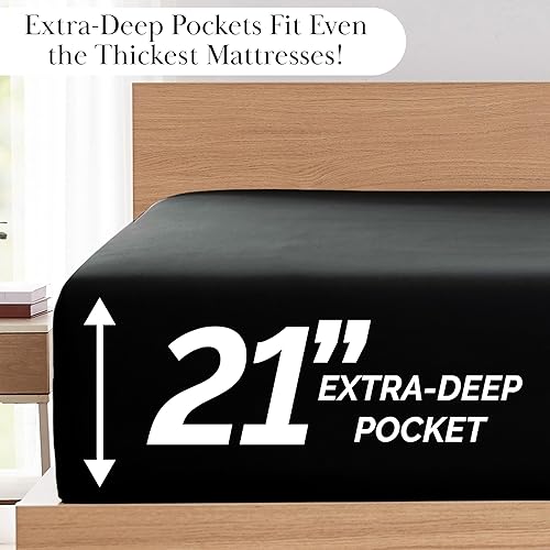 Vista 60 de Southshore Fine Linens®, juego de ropa de cama con bolsillo profundo Negro