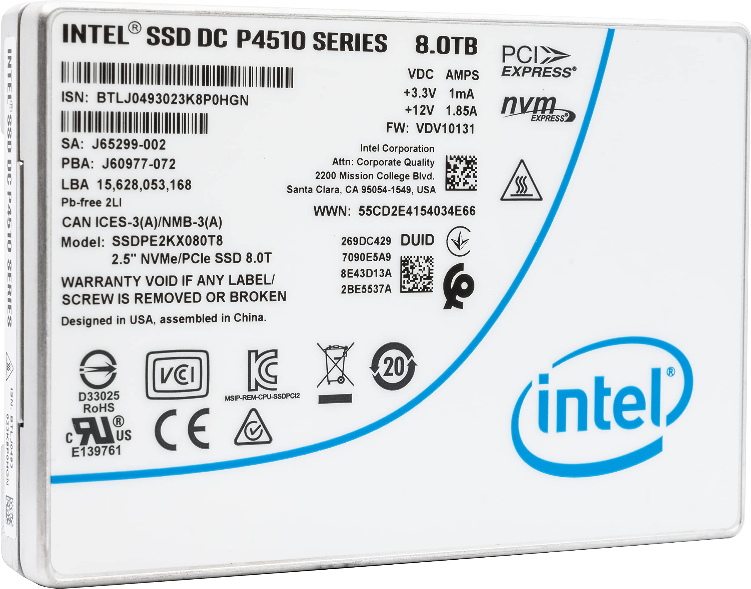 SSD DC P4510 SERIES 8.0TB 2.5IN