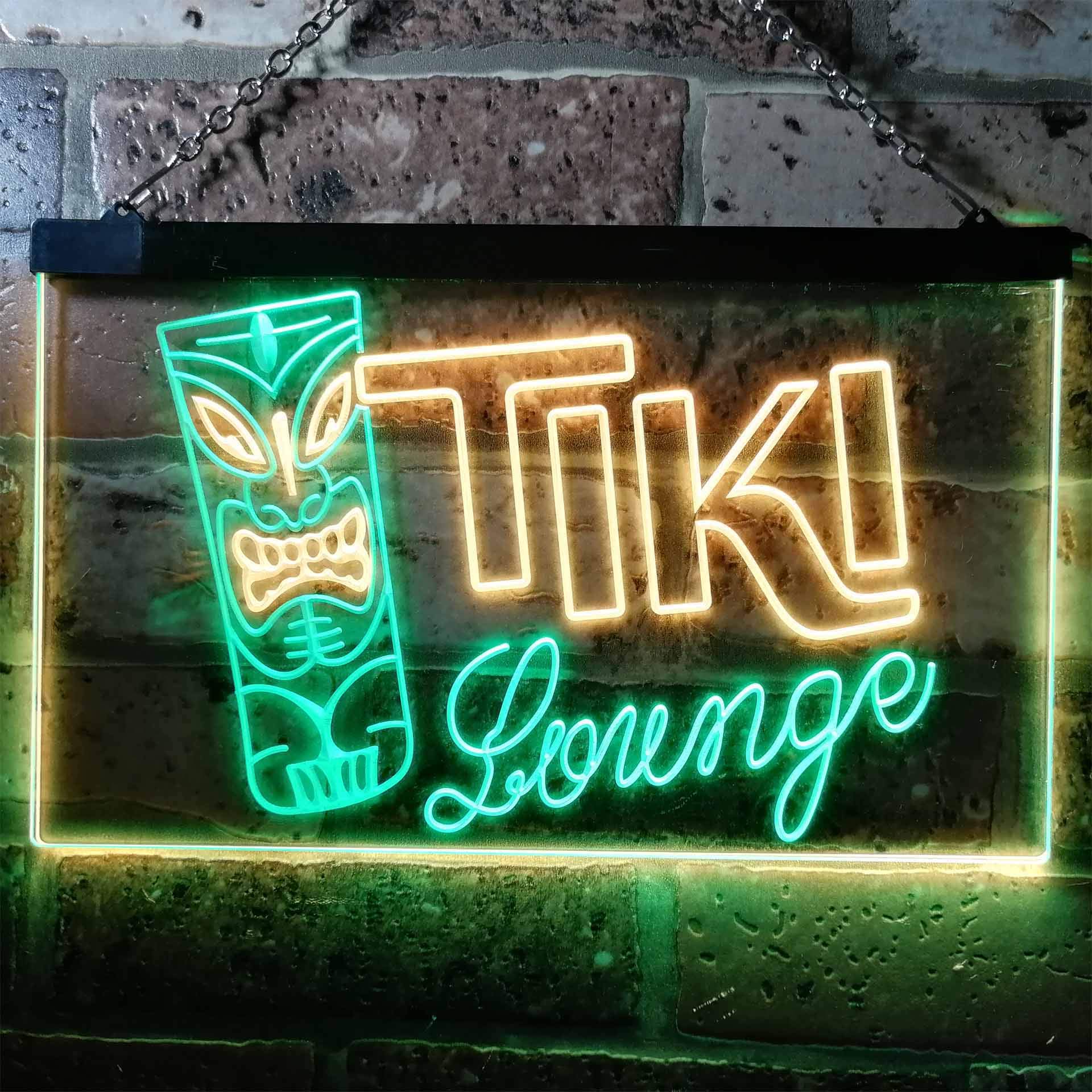 ADVPRO Tiki Lounge Bar Mask Beer Ale Pub Dual Color LED Neon Sign Green & Yellow 24