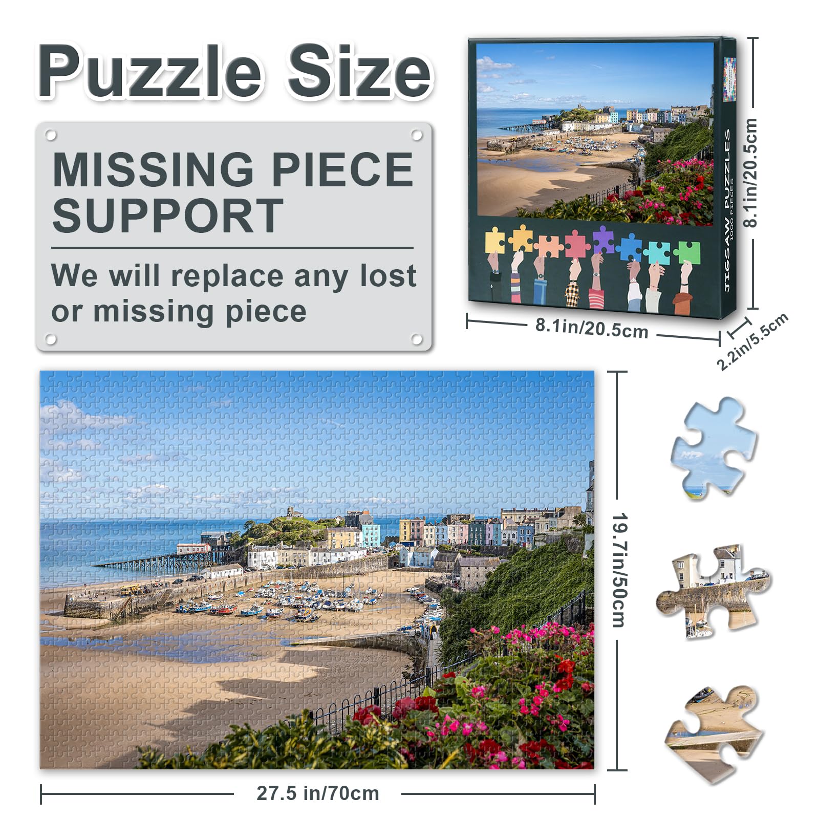 Puzzles for Adults 1000 Pieces, Tenby Harbour Pembrokeshire Wales Jigsaw Puzzles - Image 3