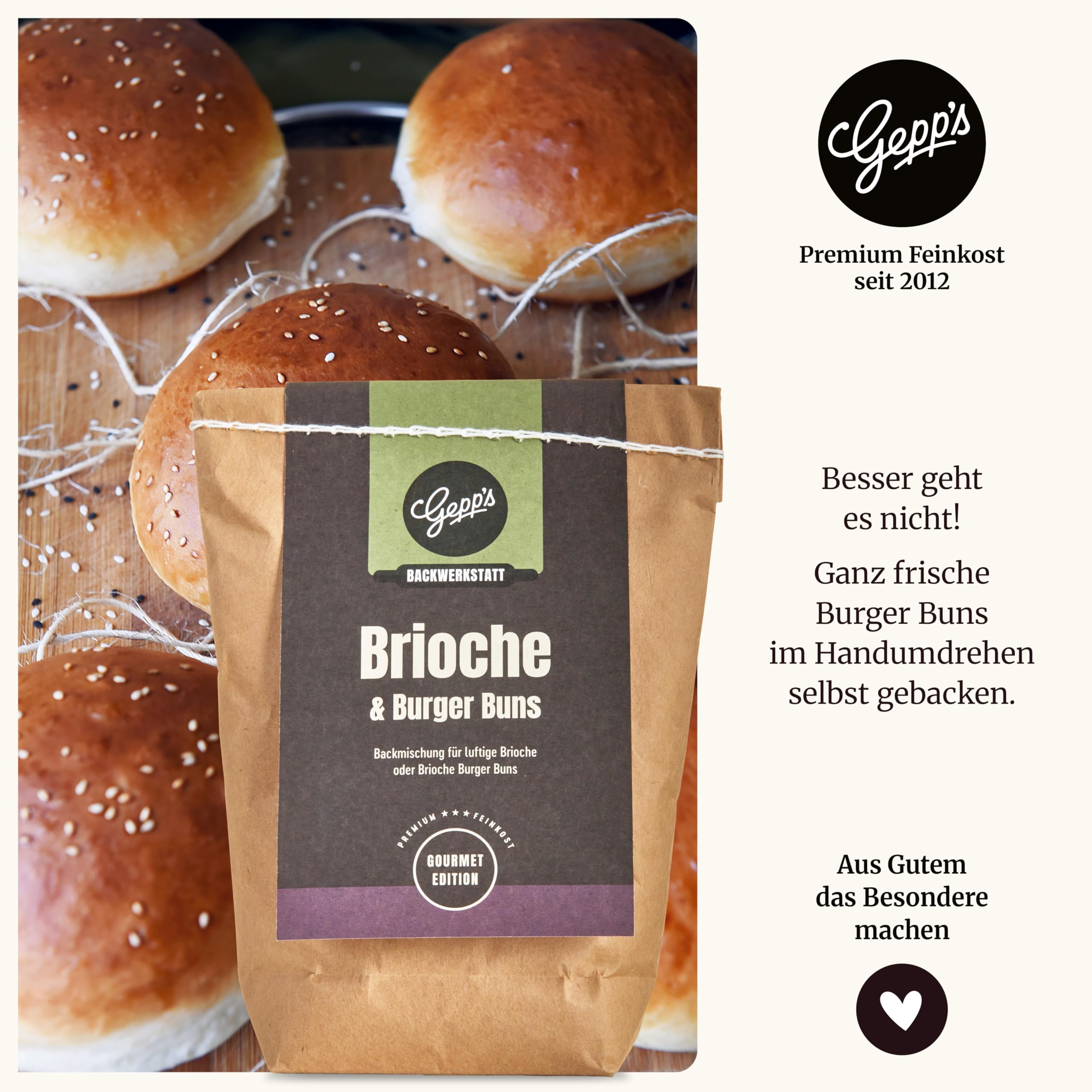 Gepp’s Feinkost Burgerbox Geschenkset mit Grill- und BBQ-Saucen, Texas BBQ Rub und Brioche