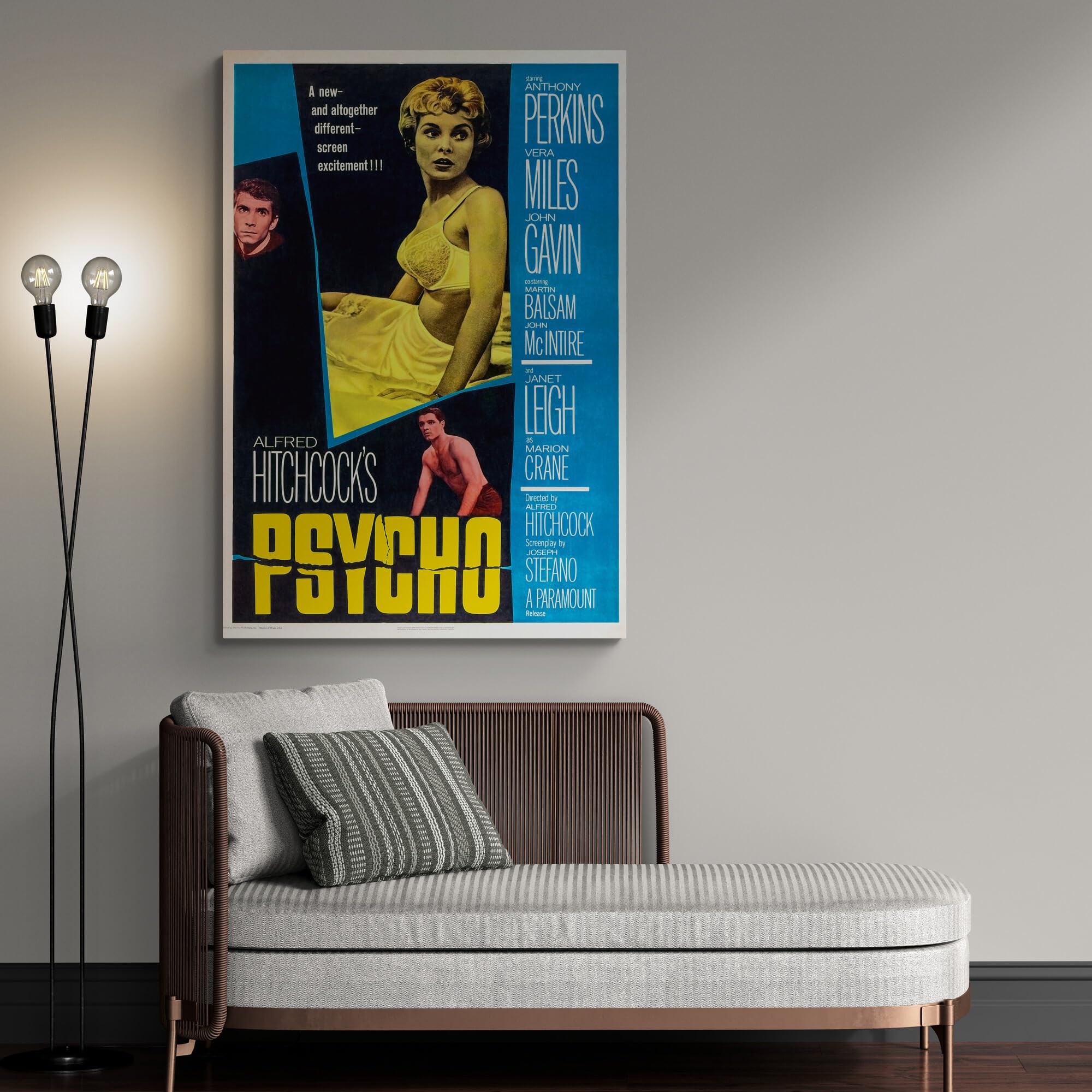 Leinwandbild, Motiv Psycho – Alfred Hitchcock, gerahmt, A2, 61 x 41 cm