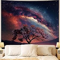 Vista 10 de Apdidl Tapiz estrellado de galaxia forestal para techo de dormitorio, espacio azul, cielo estrellado, luna, estrellas, tapiz estético, telón