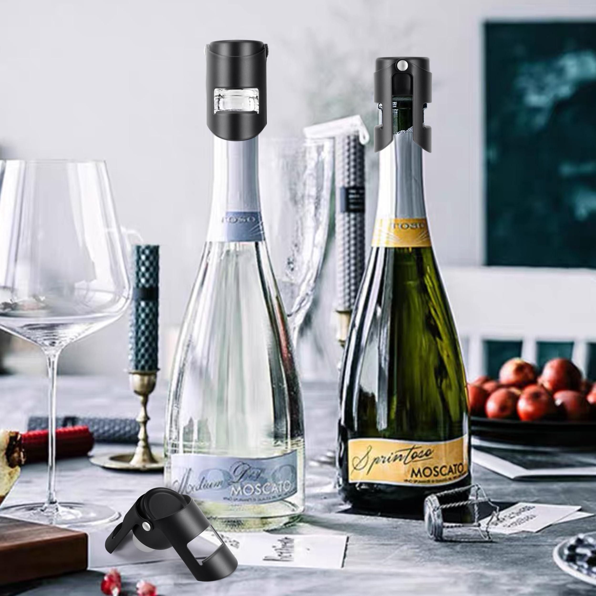 Tappo per Champagne, 3 Pezzi Tappo per Spumante in Acciaio Inox, a Prova di perdite, Mantieni Fresco, Riutilizzabile per Sigillare Bottiglie di Vini, Adatto per Vino Rosso, Cava, Prosecco, Frizzanti