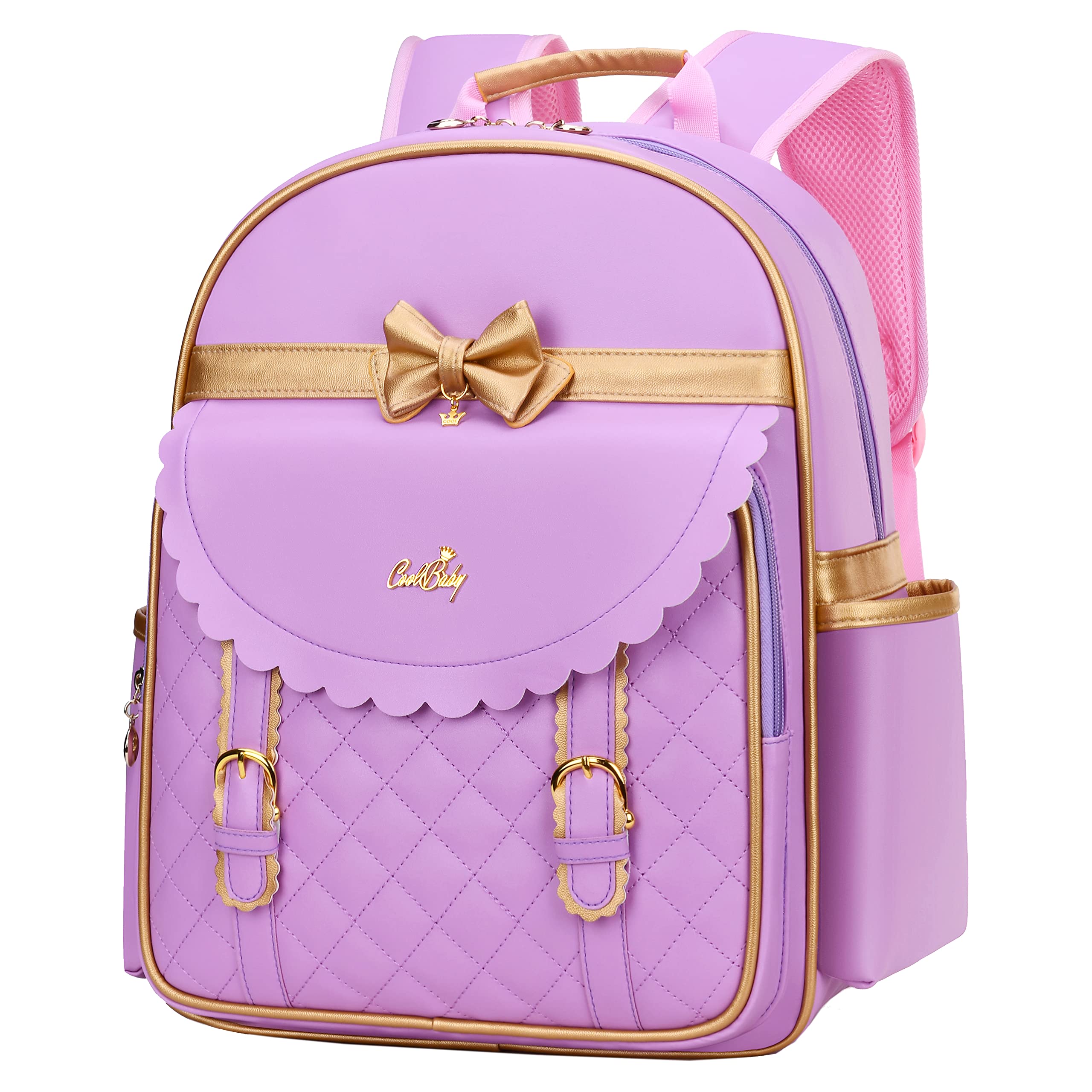 Gazigo Children Princess Waterproof PU Backpack for Girls Elementary School Girl Bookbags