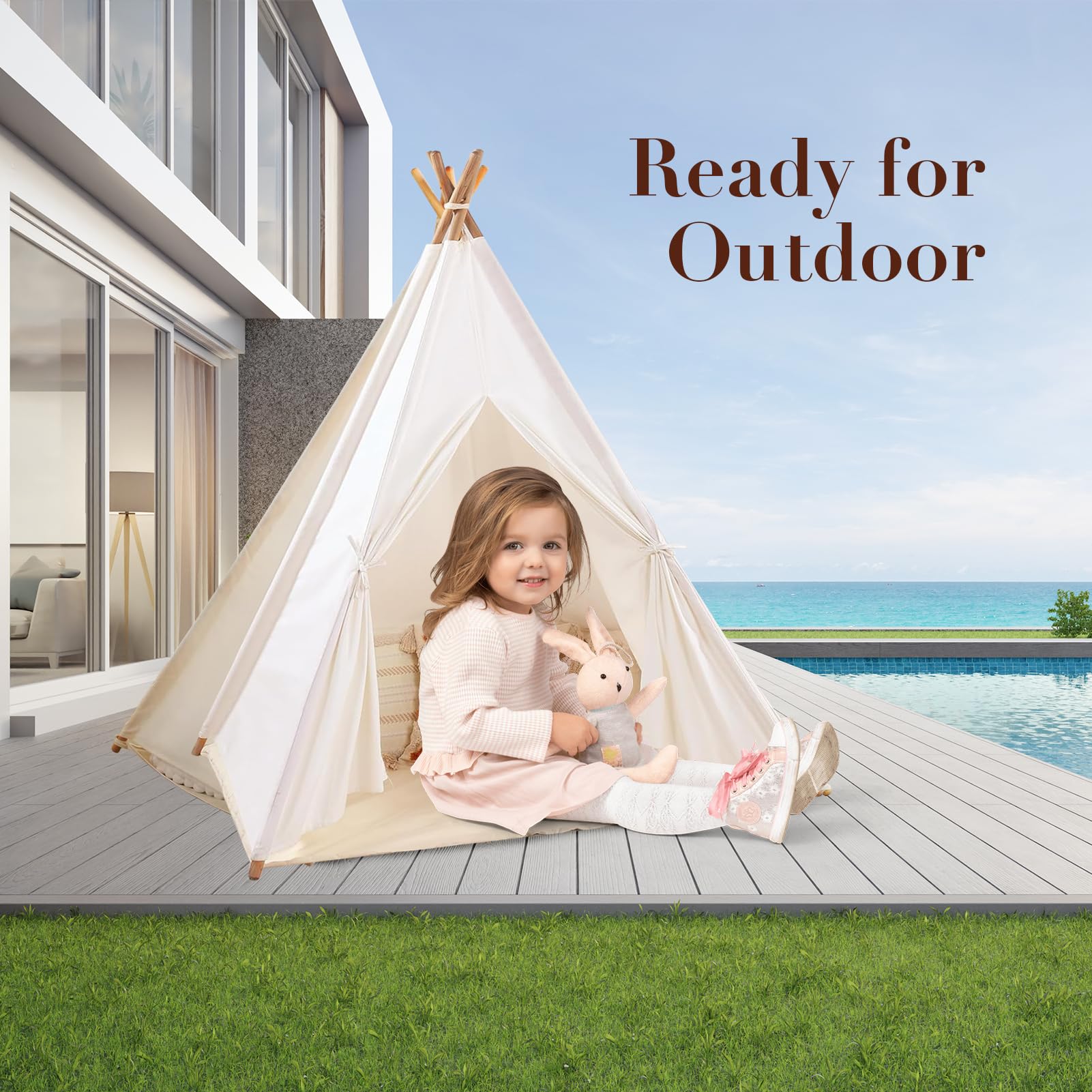 Teepee Tent for Kids, Play Tent Indoor Teepee Large Playhouse Children Boys and Girls Multifunction Picnic House Indoor Outdoor (Style 1) - Image 3