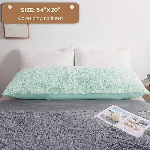 Miniatura 3 de MEGO Funda de almohada de felpa lanuda para el cuerpo, funda de almohada de piel sintética morada, 20 x 54 pulgadas, funda de almohada larga peluda