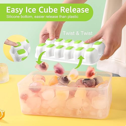Miniatura 2 de ICEXXP Paquete de 4 bandejas para cubitos de hielo con tapa y contenedor, bandejas de cubitos de hielo para congelador con caja de hielo, bandejas