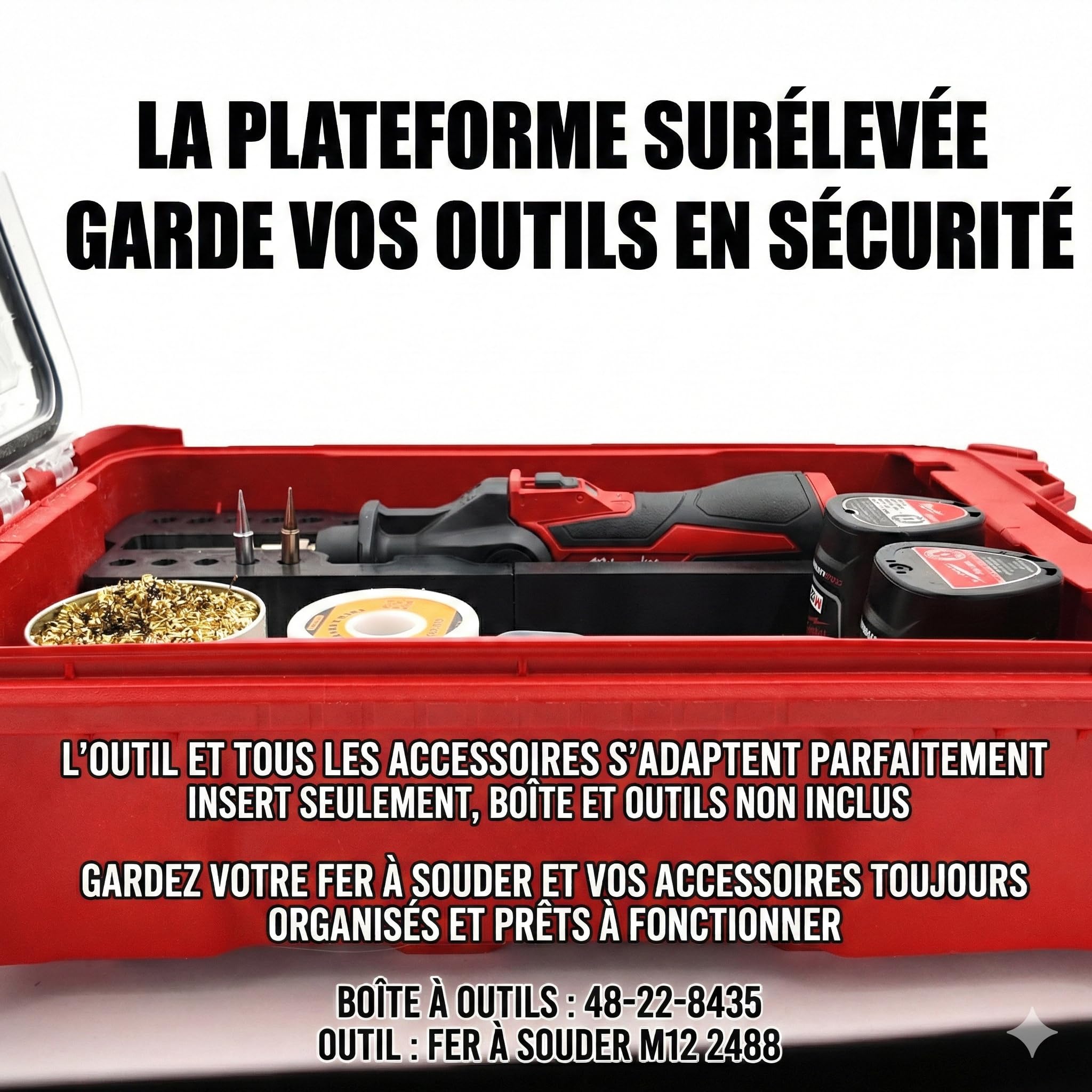Organiseur de fer à souder M12 et doublure pour boîte à outils Milwauke Compact Organizer