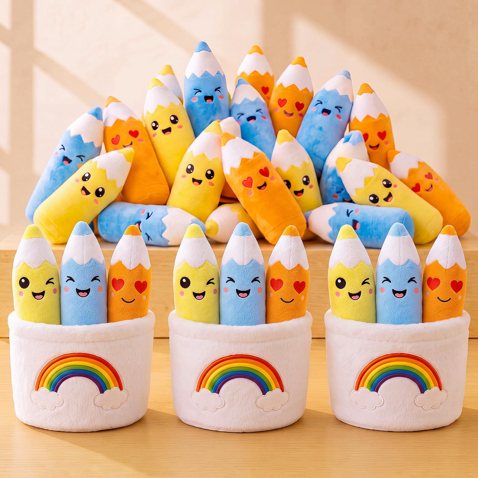 Arrowbash 48 Pcs 12 Set Crayon Plush Toy Gifts for Classroom Kids | Classroom Plush, Back to School Stuffy, Back to School Student Gift, Classroom Reward for Student, Plush Crayon stuffed Toy