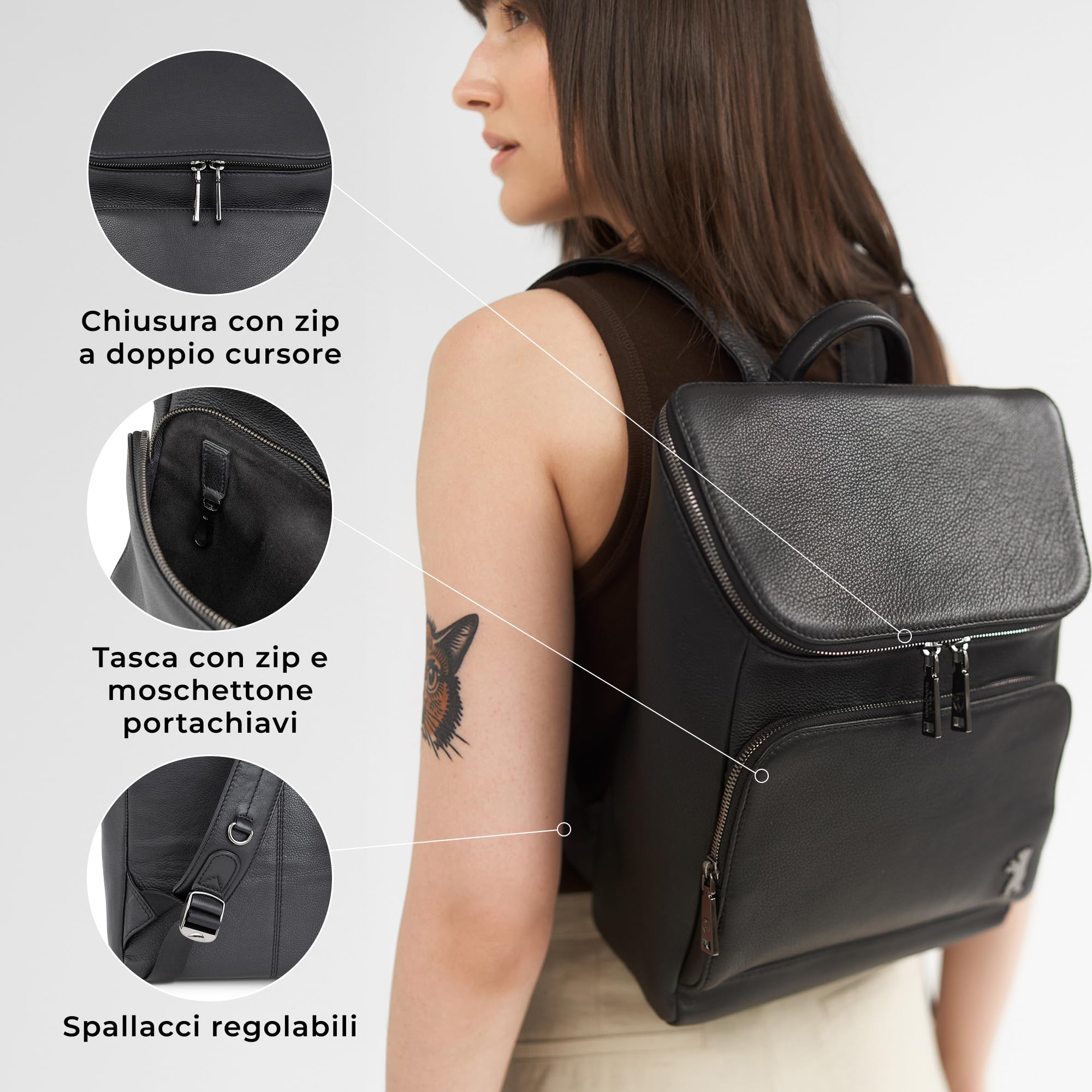 Berliner Bags Zaino Sydney, Zaino Compatto da Città Unisex per Uomo e Donna – Nero