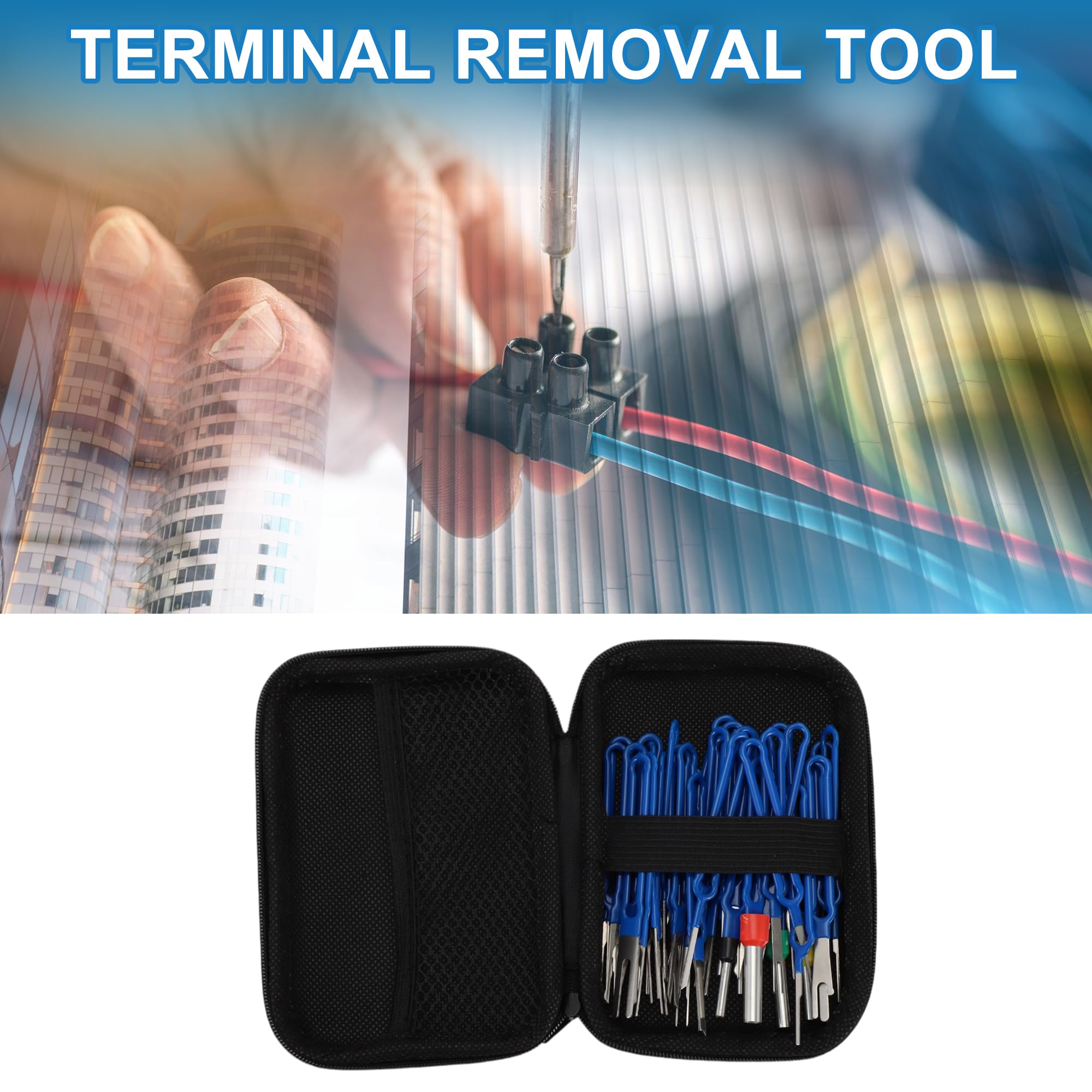 A ABSOPRO Terminal Removal Tool Assortment Kit Wire Connector Terminal Pin Extractor Kit Blue 36 Pcs, 16x11x4.5cm - Image 3