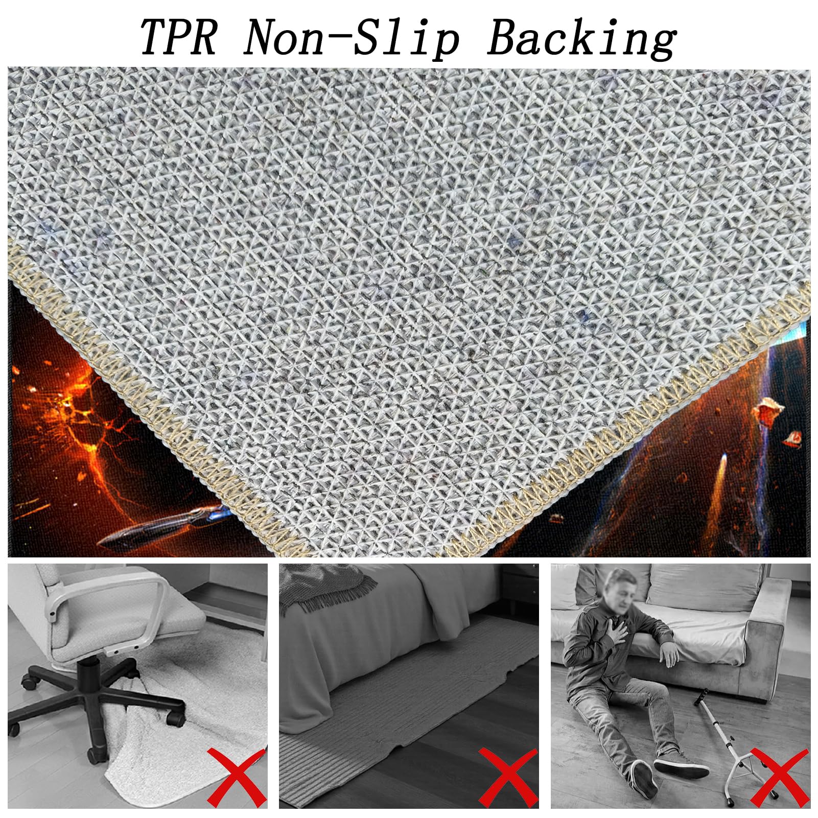 Tappeto da Gaming 3D Tappeto da Gioco per Camera da Letto dei Ragazzi, Lavabile Grande Antiscivolo Decorazione per Soggiorno Stanza dei Giochi Ragazzo Bambini Passatoia Corridoio Ufficio 100 x 160 cm