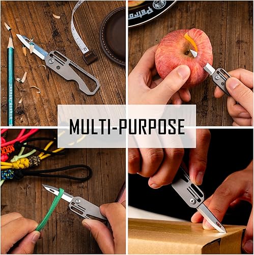 Miniatura 4 de KeyUnity KK08 EDC Cuchillo plegable de titanio con mosquetón para llevar a diario (KK08)