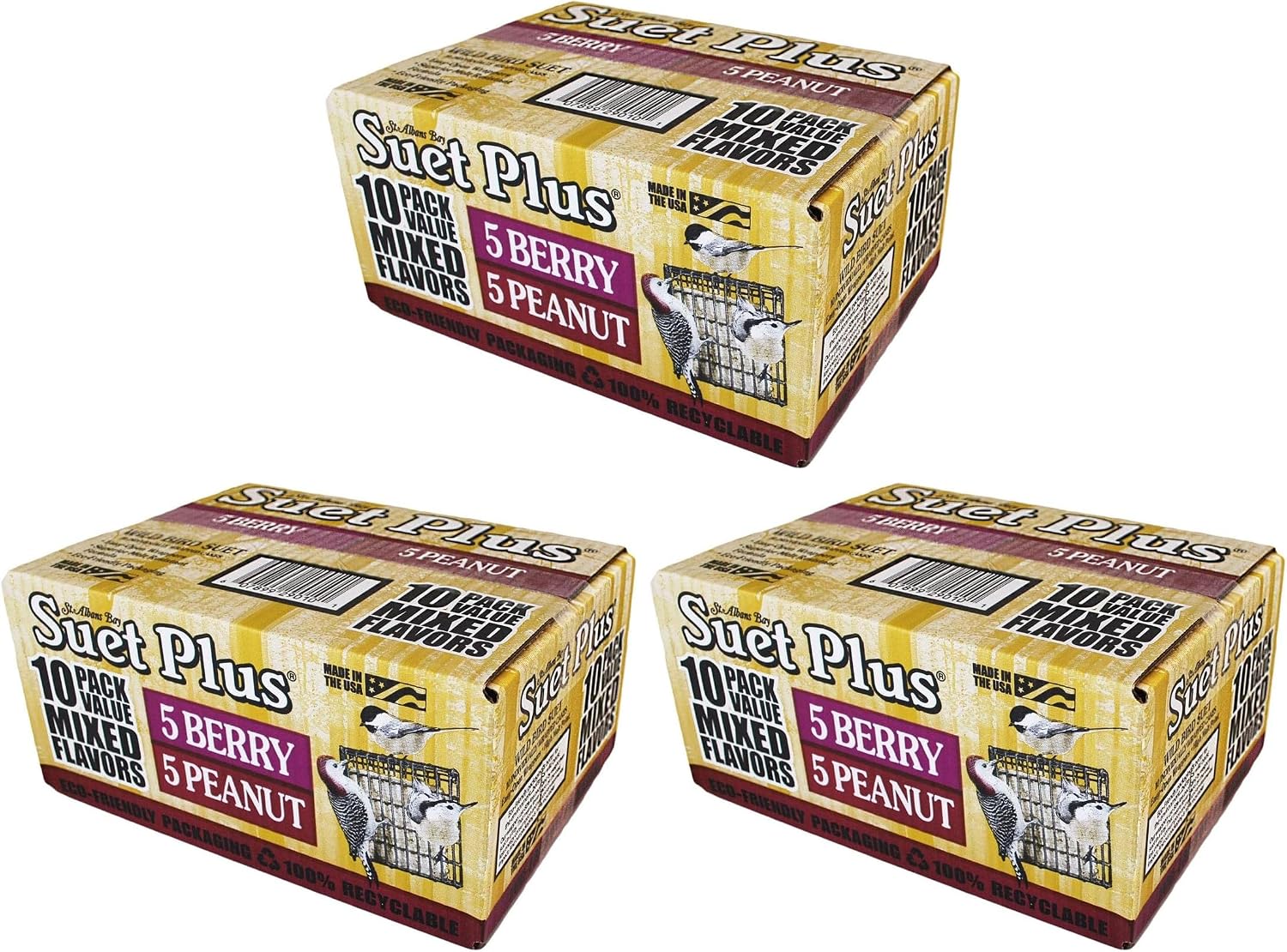 ST. ALBANS BAY SUET PLUS Suet Cake Variety Packs, 11 oz. Wild Bird Suet Cakes (High Energy, 30 Pack) image 4