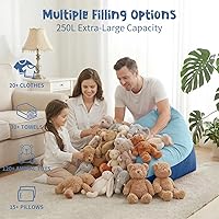 Vista 6 de Nobildonna Funda para puf de almacenamiento de animales de peluche para niños (sin relleno), 400 L, extra grande, de terciopelo de alta calidad