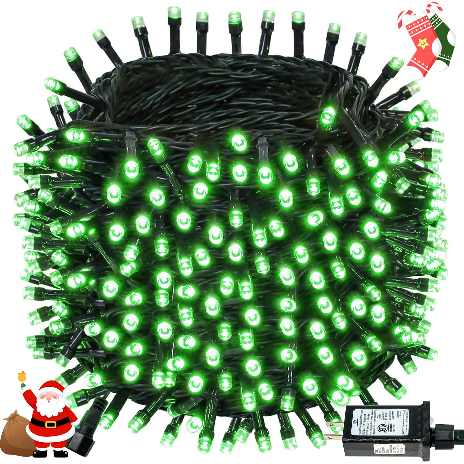 Connectable 88Ft 240LED Christmas String Lights Outdoor Indoor, Green