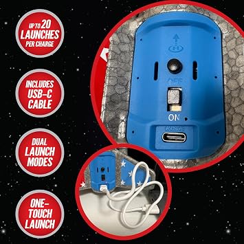 Hyper Drive SkyTwister Rocket Rechargeable Electric Launch Rocket With Parachute Deploy Flies Up To 200 Feet Safe Toy For Kids Ages 8+ Fully Self-Contained Launch Kit