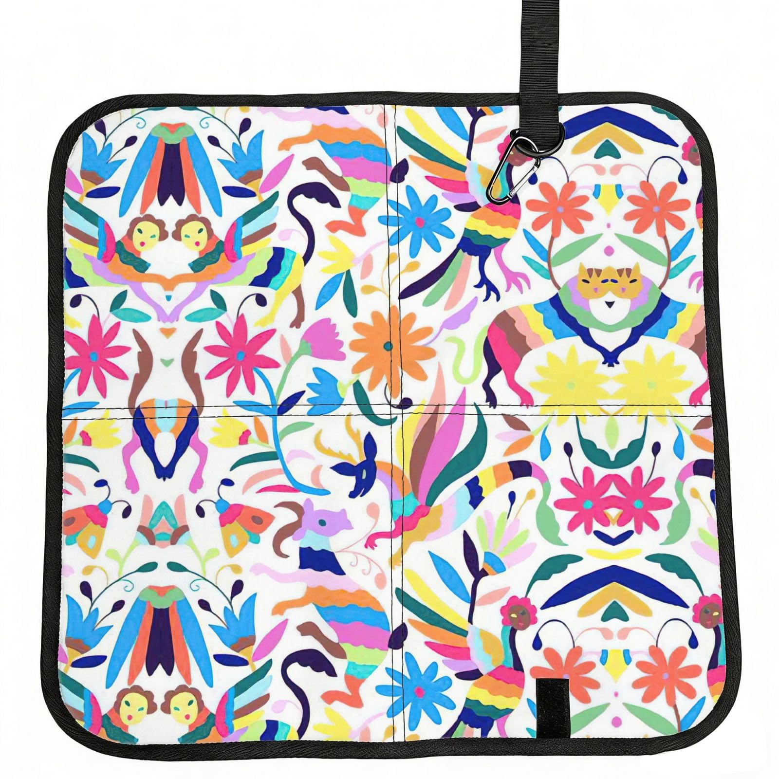 OKFSTY Mexican Otomi Animals Print Fold Away Seat Cushion Portable Outdoor Pad Polyester Bleacher Bench Mat Travel Picnic Pad