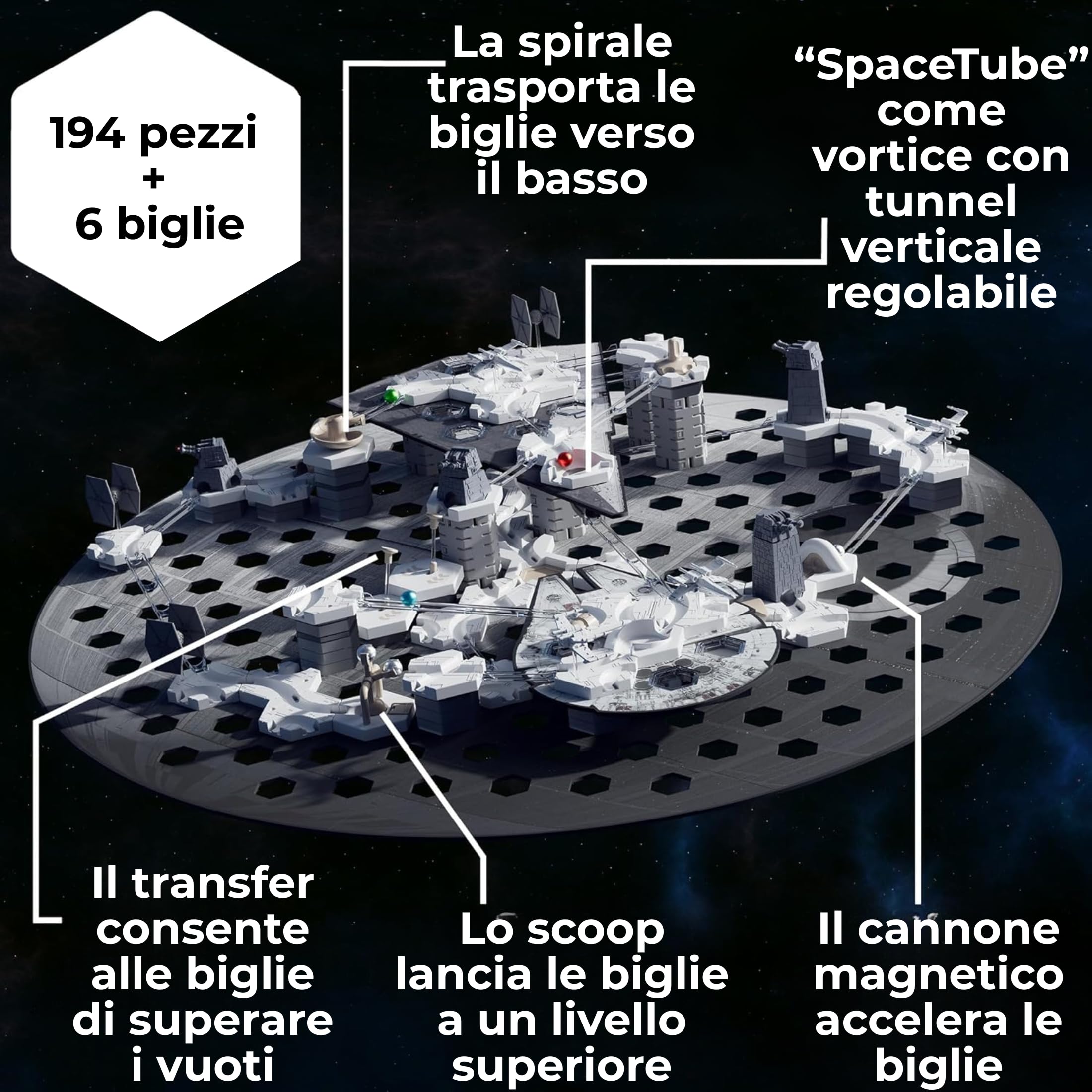 Ravensburger - Gravitrax Star Wars Deathstar | Pista Biglie Con 201 Pezzi | Rompicapo Bambini Con Le Biglie | Giochi Bambino 8 Anni Maschio | Giochi Per Bambini Compatibili Con Tutti I Gravitrax