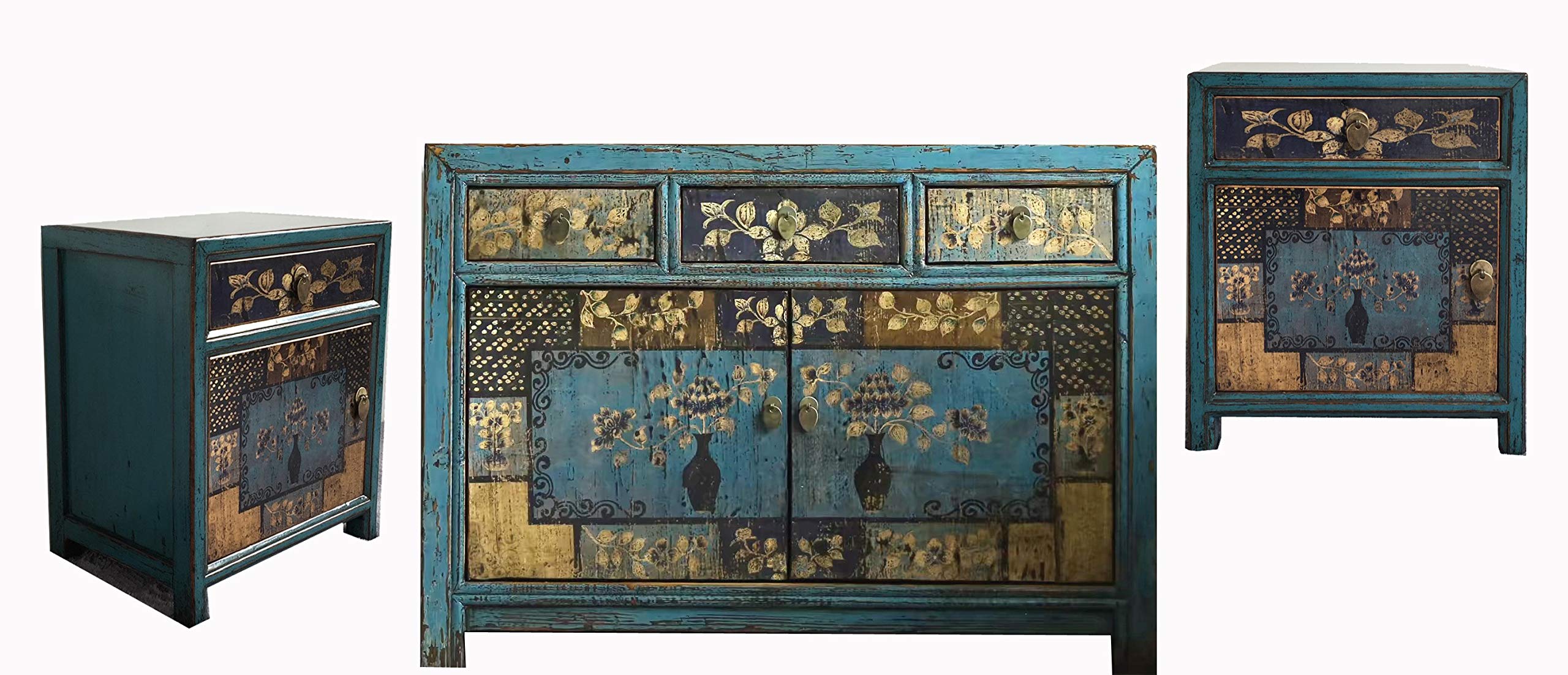 OPIUM OUTLET mobile cassettiera credenza armadio matrimonio 33723-7 LesNoirs nero vintage