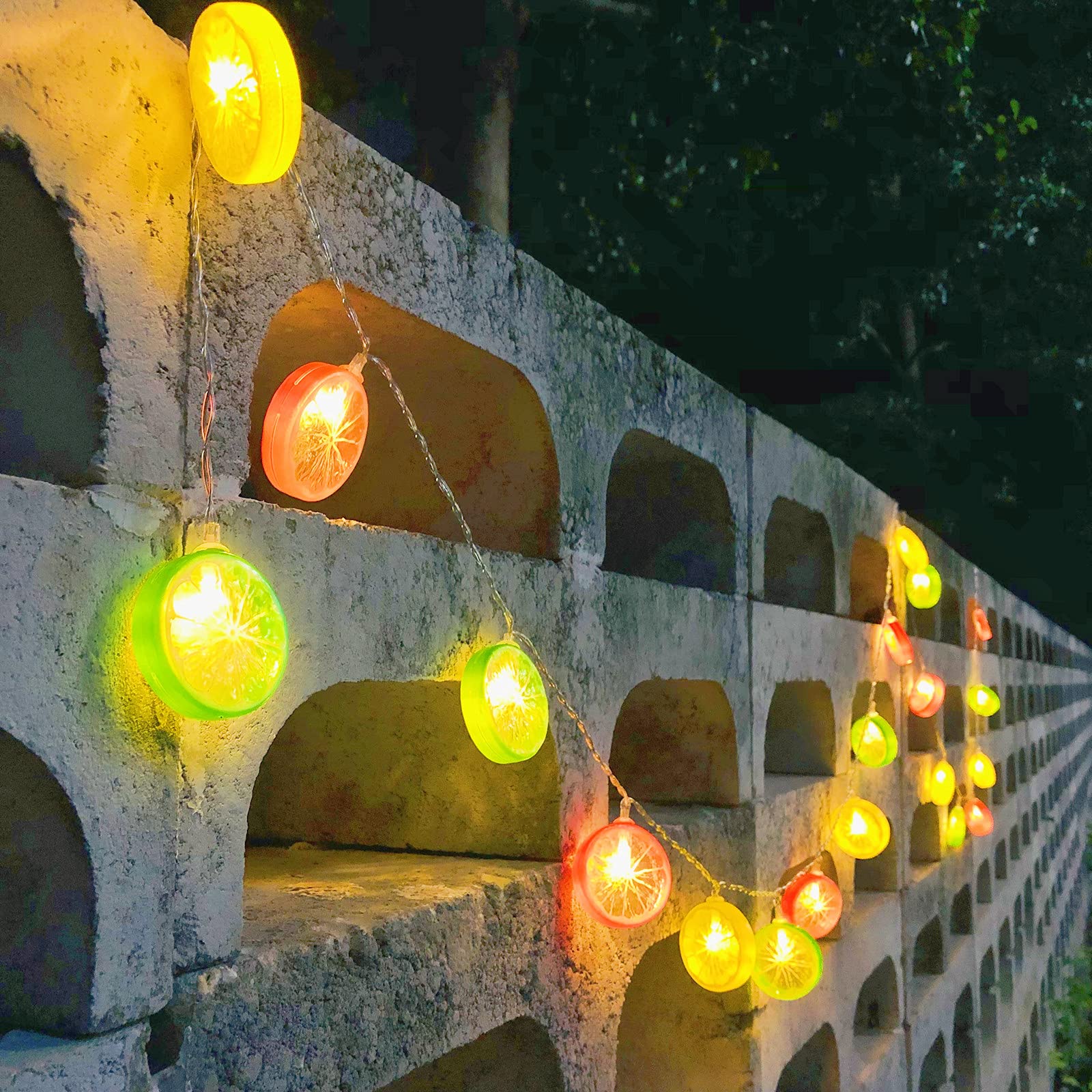 Guirnalda de luces de hadas mixcolor, funciona con pilas, para colgar en la cocina, fiesta, boda, festival, decoración del hogar (mezcla de limón, 10 m/80 LED)