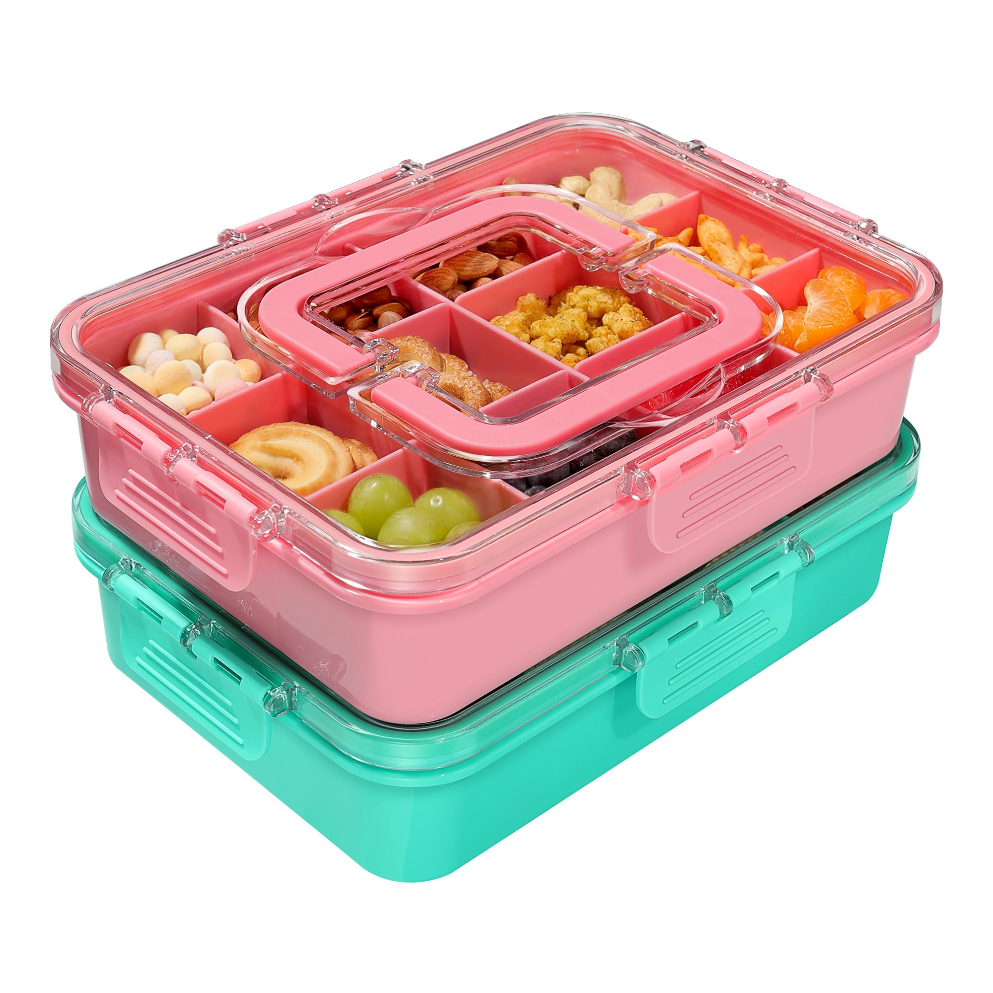 Photo 1 of Xyptorix 2 Pack Snackle Box Containers for Kids, Adjustable 12 Compartment