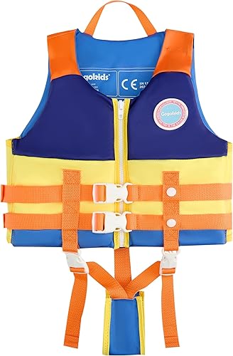 Vista 10 de Gogokids Chaleco de natación para niños de 2-3-4-5-6-7-8-9 años, flotadores de piscina para niños de 30-50-70 libras, flotabilidad para niños