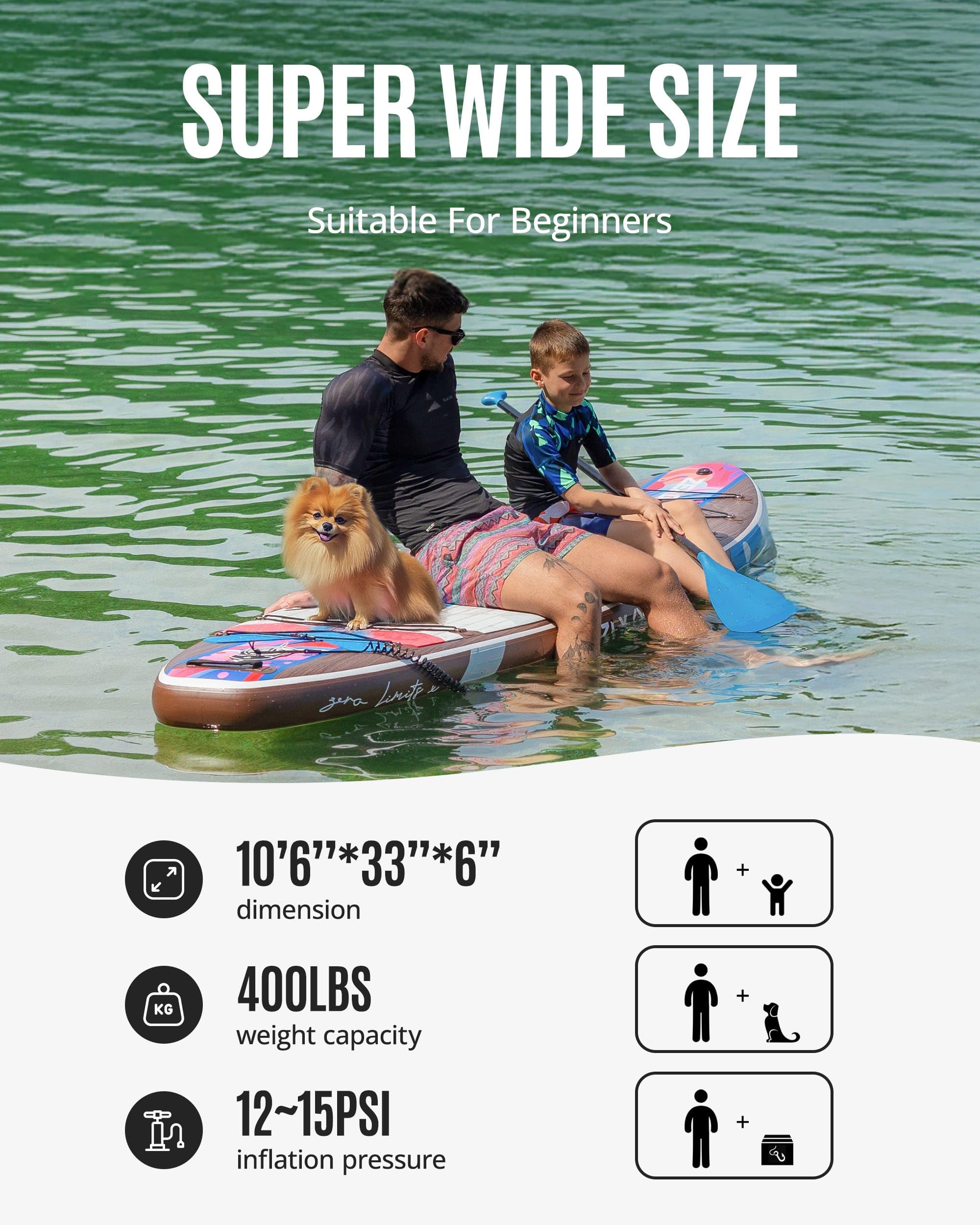 ZLX SUP Board mit Sitz Stand up Paddling Board 320cm Stabil Aufblasbares Paddle Board für Erwachsene Familien Anfängerfreundlich, Anti-Rutsch Deck, Pumpe