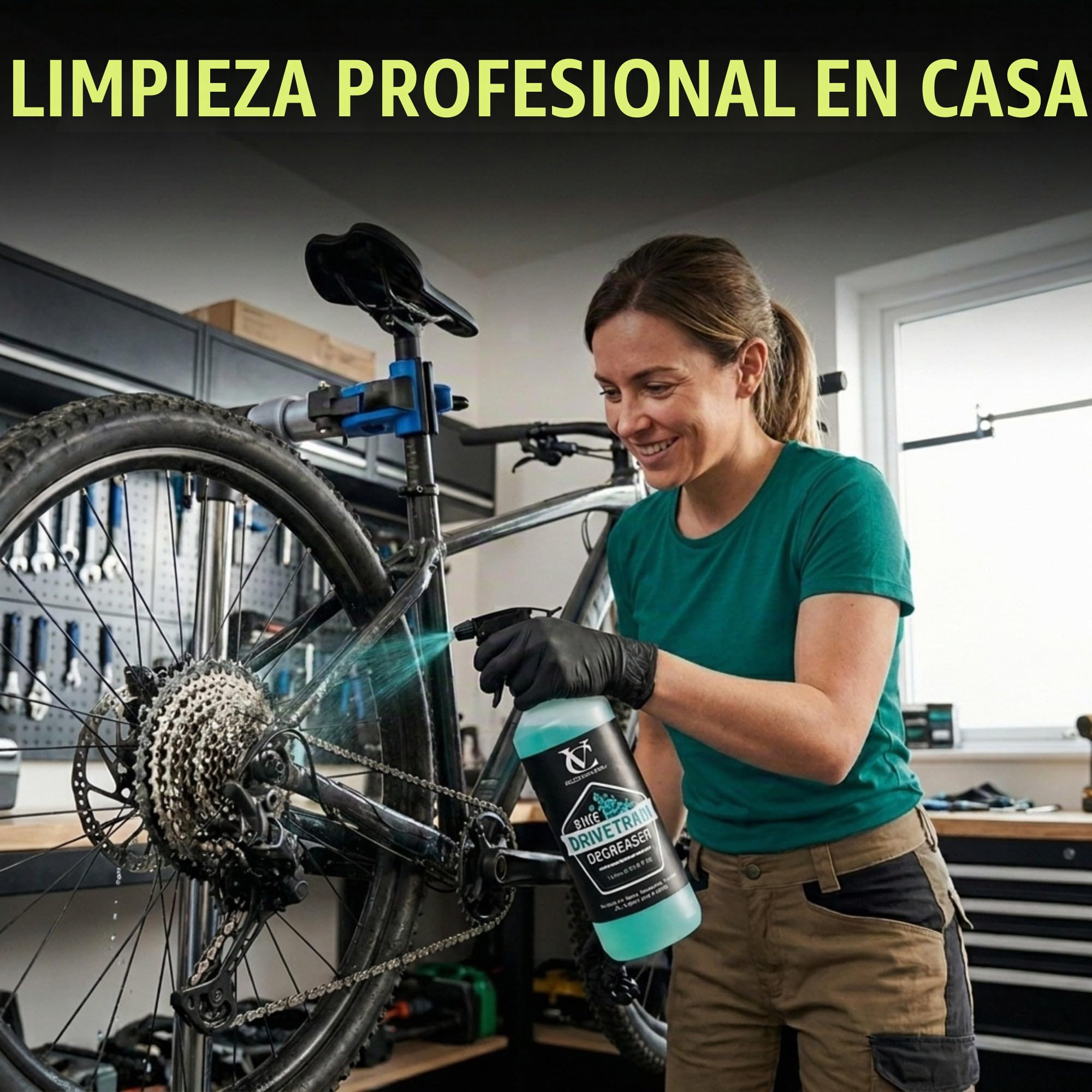 VeloChampion Kit Pulizia Catena Bici con Sgrassatore e Lubrificante 1L | Kit Completo per Pulizia Catena Bici con Attrezzo Pulisci Catena, 2 Spugne Extra, Spray Sgrassatore 1L e Lubrificante Catena