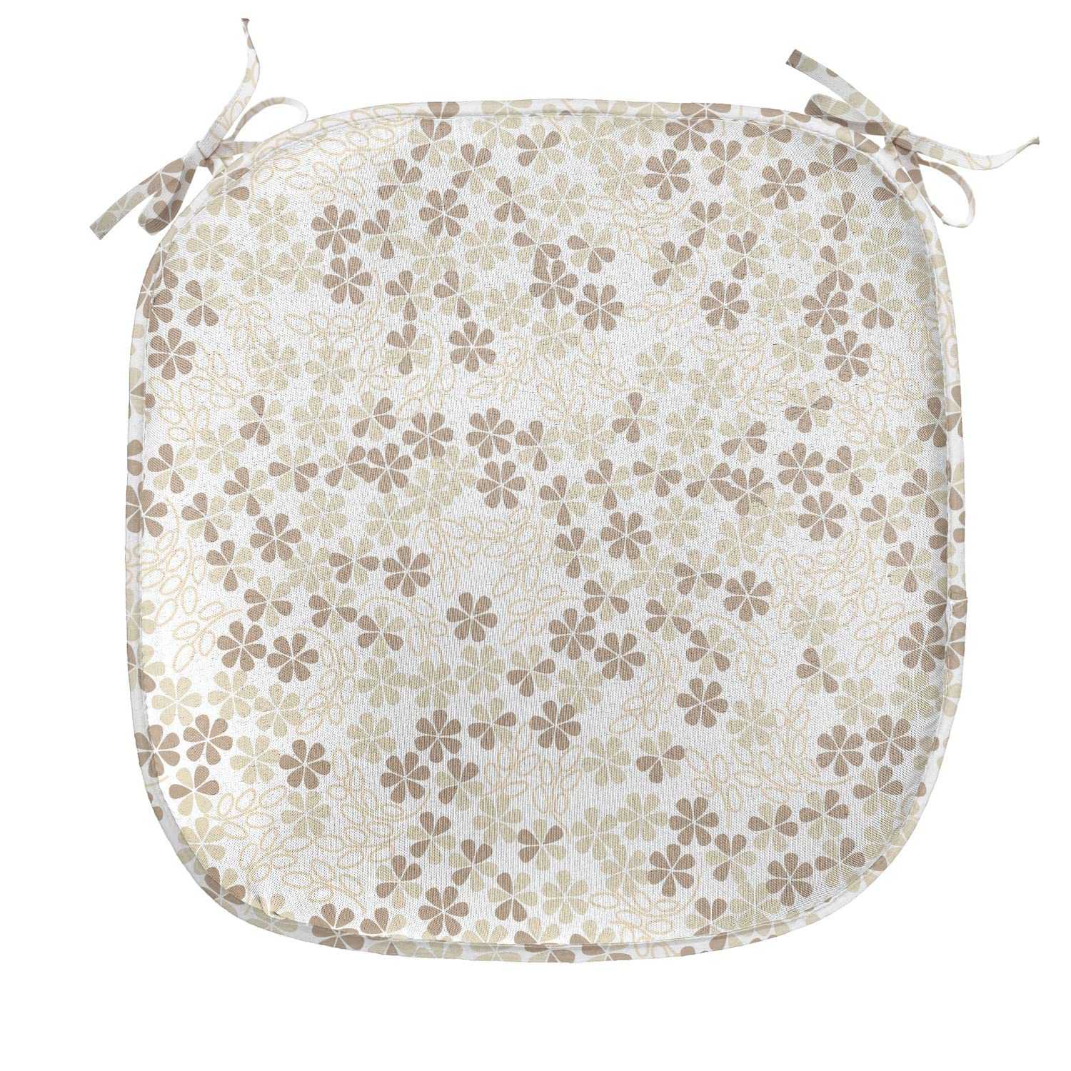 Ambesonne Flower Chair Seating Cushion, Flowers Bouquet Blossoms Ornamental Simplistic Monochromic Summer Art, Anti-slip Seat Padding for Kitchen & Patio, 16