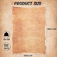 Vista 2 de Harloon 100 piezas de papel de acuarela de algodón vintage de aspecto antiguo, cartulina en blanco de 200 GSM grueso con borde deckle envejecido