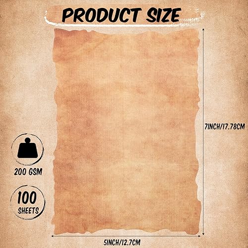 Miniatura 2 de Harloon 100 piezas de papel vintage de acuarela de algodón de aspecto antiguo, cartulina en blanco de 200 GSM, grueso, borde anticuado, papel virgen
