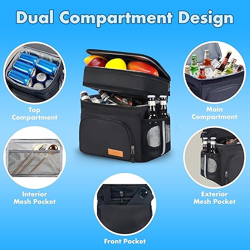 Miniatura 4 de Fiambrera para hombres y mujeres  3 en 1 Bento Box & Bottle Combo, expandible 16L doble cubierta aislada bolsa de almuerzo para oficina, picnic,