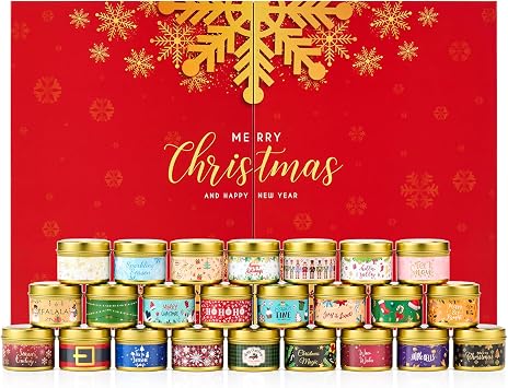 Candle Advent Calendar 2025 Adult Women, 24 Day Scented Candle Countdown to Christmas Calendar with Holiday Scents Xmas Suprise Gifts for Mom Grandmother Wife