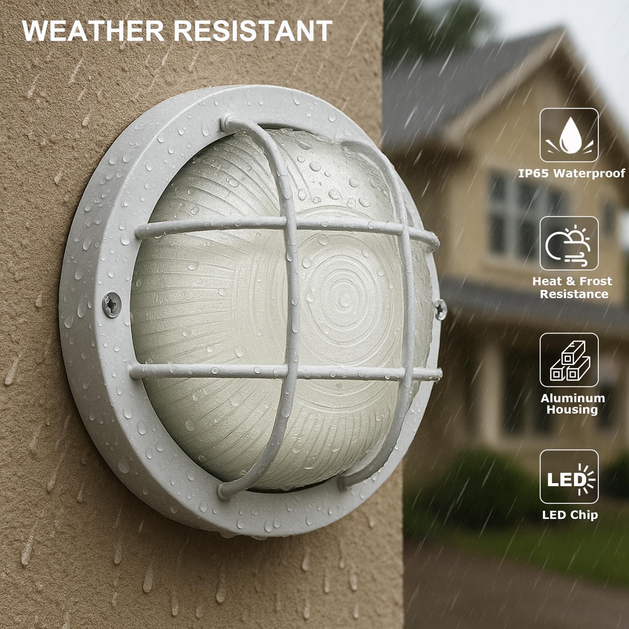 Snapklik.com : 8 Round LED Bulkhead Light, Outdoor Wall Lights Dimmable ...