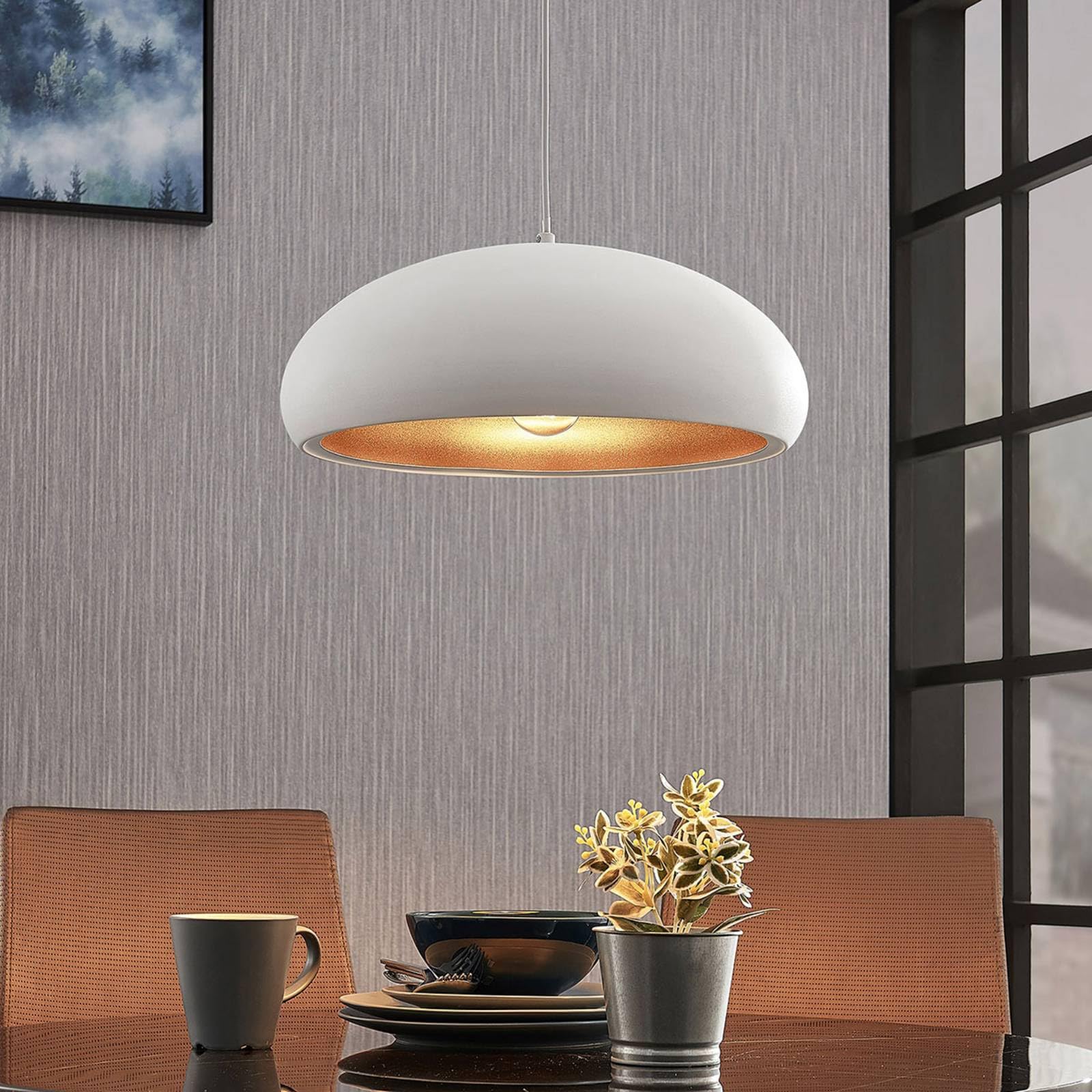Lindby Lámpara colgante Gerwina (Moderno) en Blanco hecho de Metal e.o. para Salón & Comedor (1 llama, E27) lámpara techo