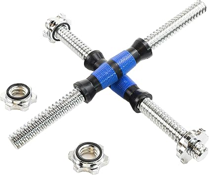 Threaded Dumbbell Blue Durable Rubber Handles/Adjustable Dumbbell Bar Handles 32/35/40cm12.6/14.2/15.7Inch - Fit 1 inch Standard Weight Plate Weightlifting Accessories - Sold in Pair