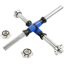 Threaded Dumbbell Blue Durable Rubber Handles/Adjustable Dumbbell Bar Handles 32/35/40cm12.6/14.2/15.7Inch - Fit 1 inch Standard Weight Plate Weightlifting Accessories - Sold in Pair